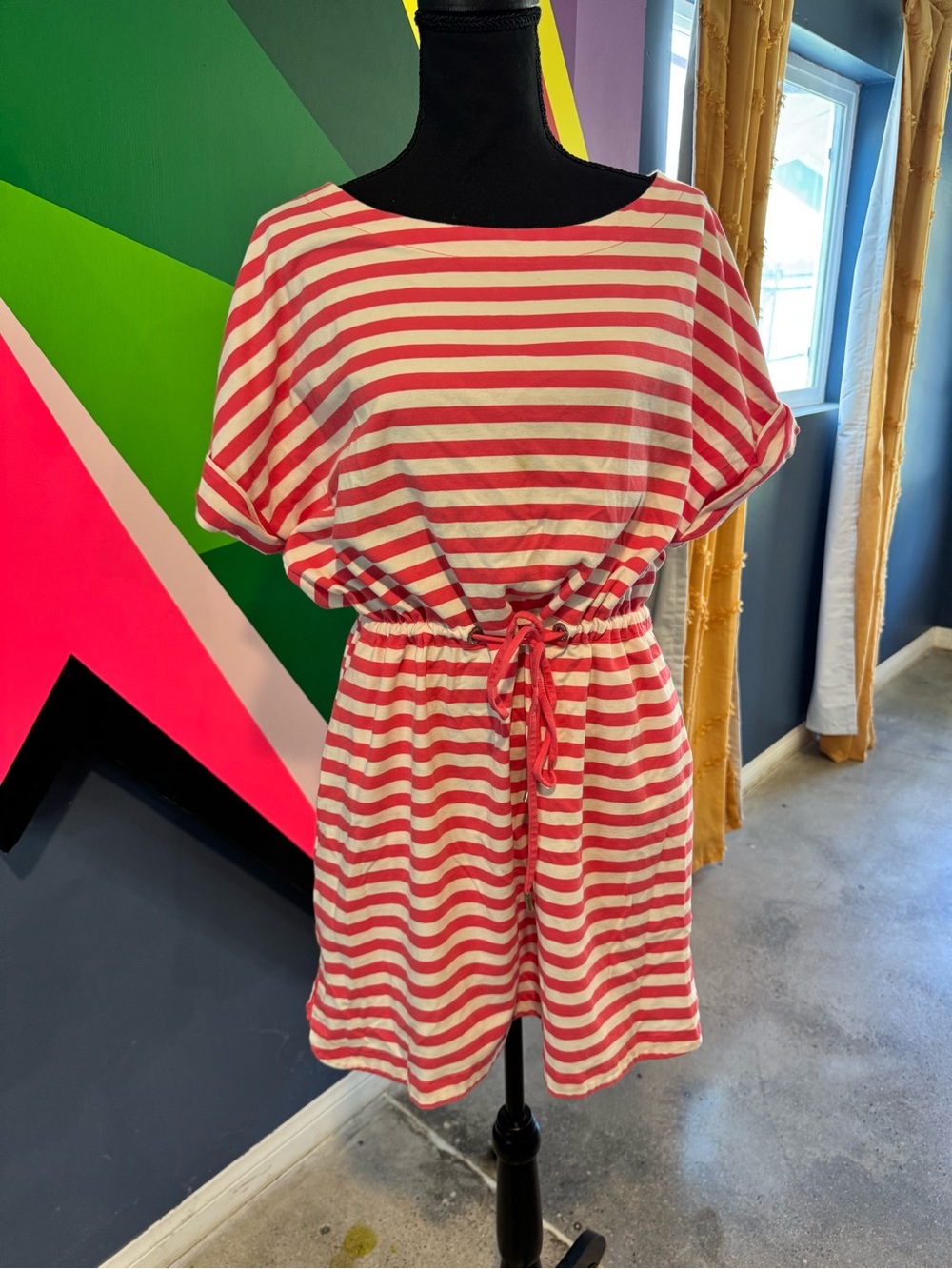 Tommy Bahama Amira Pink & White Striped Drawstring Dress - Picture 4 of 5